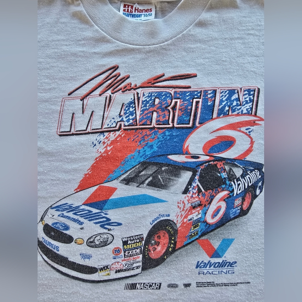 Nascar Mark Martin Vintage Race White Tee 1998 Cotton Blend Kids Collectible